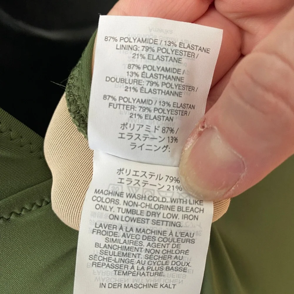 J. Crew Size 2 Olive Green One Piece Swimsuit Ruched V-Neck Swimwear
